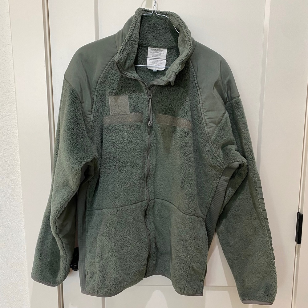 Polartec Full Zip‎ Fleece Jacket. Olive Color, Medium, Cold Weather (Gen III)